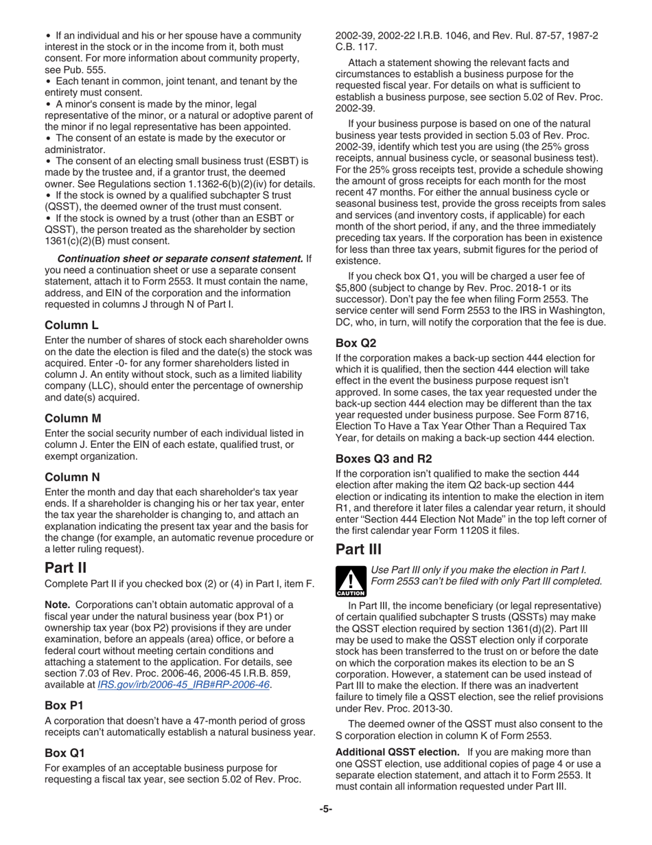 Instructions for IRS Form 2553 Election by a Small Business Corporation, Page 6