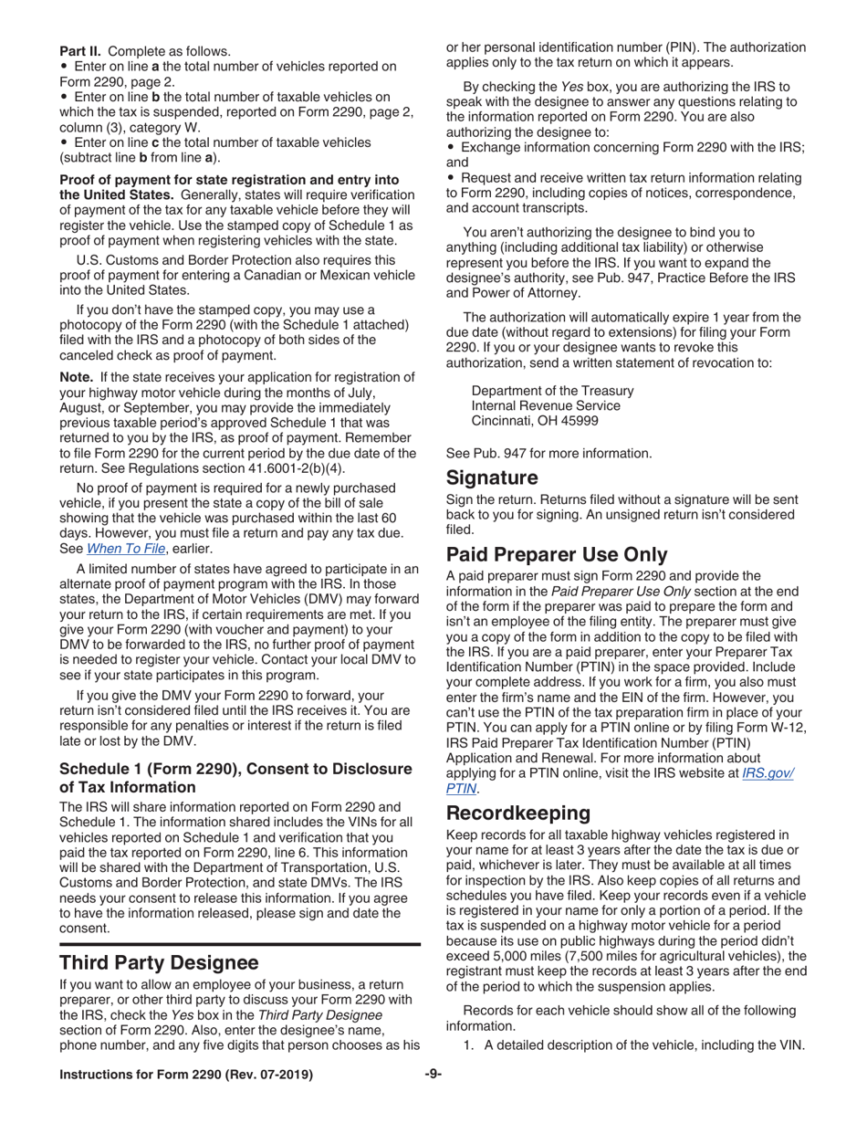 Instructions for IRS Form 2290 Heavy Highway Vehicle Use Tax Return, Page 11