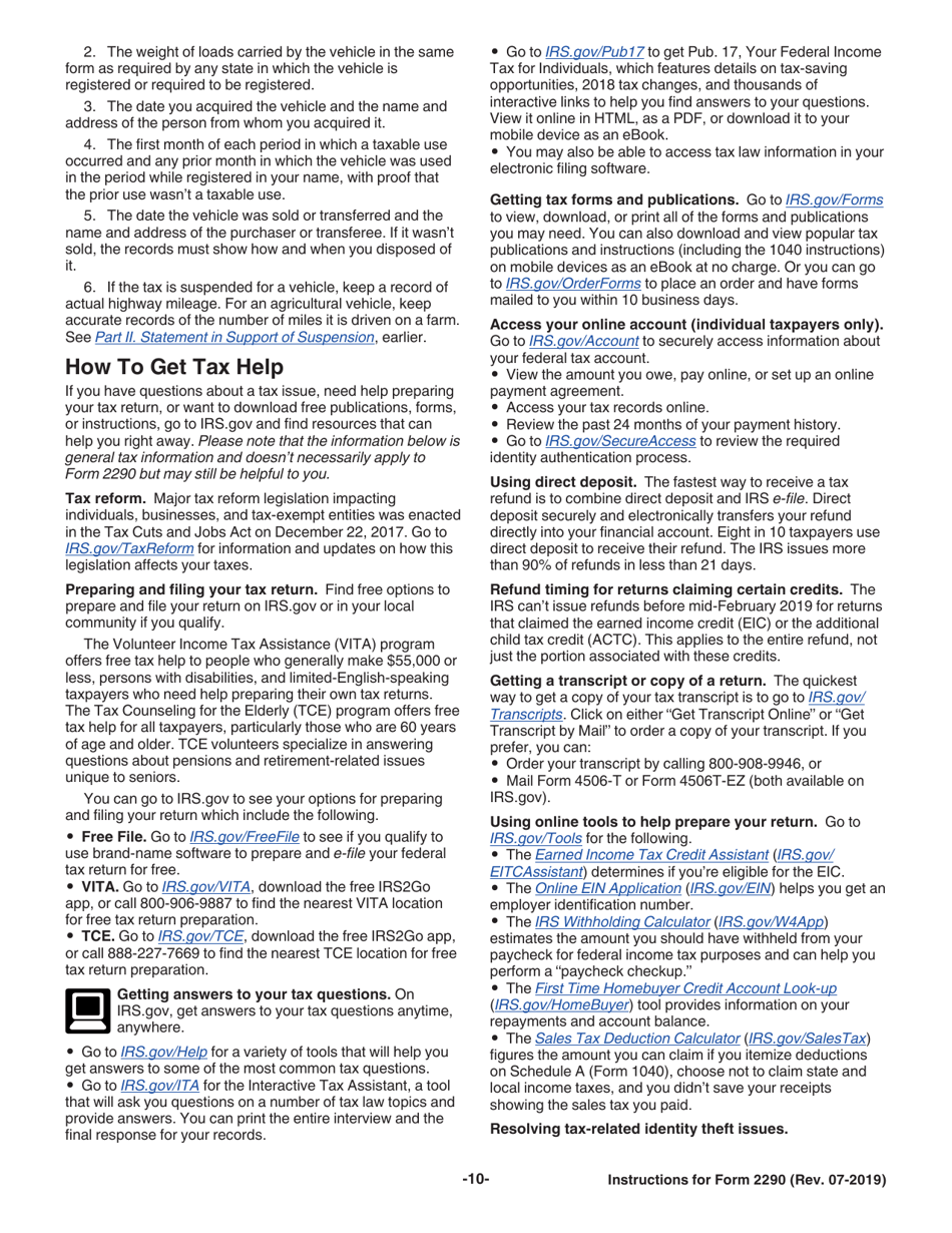 Instructions for IRS Form 2290 Heavy Highway Vehicle Use Tax Return, Page 12