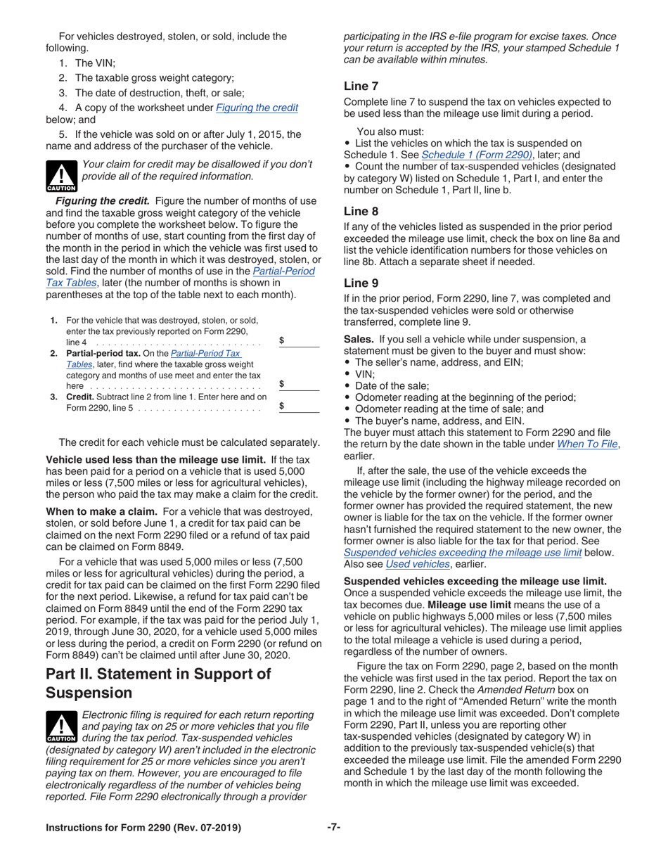 Instructions for IRS Form 2290 Heavy Highway Vehicle Use Tax Return, Page 9