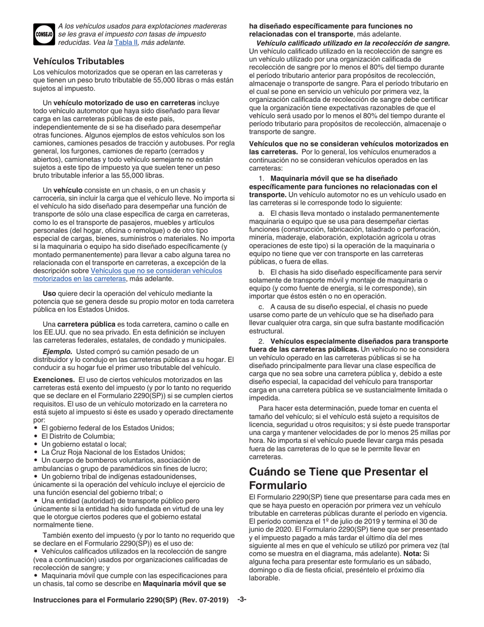 Instrucciones para IRS Formulario 2290(SP) Declaracion Del Impuesto Sobre El Uso De Vehiculos Pesados En Las Carreteras (Spanish), Page 5