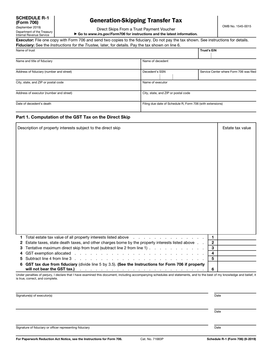 IRS Form 706 Schedule R-1 Generation-Skipping Transfer Tax, Page 1