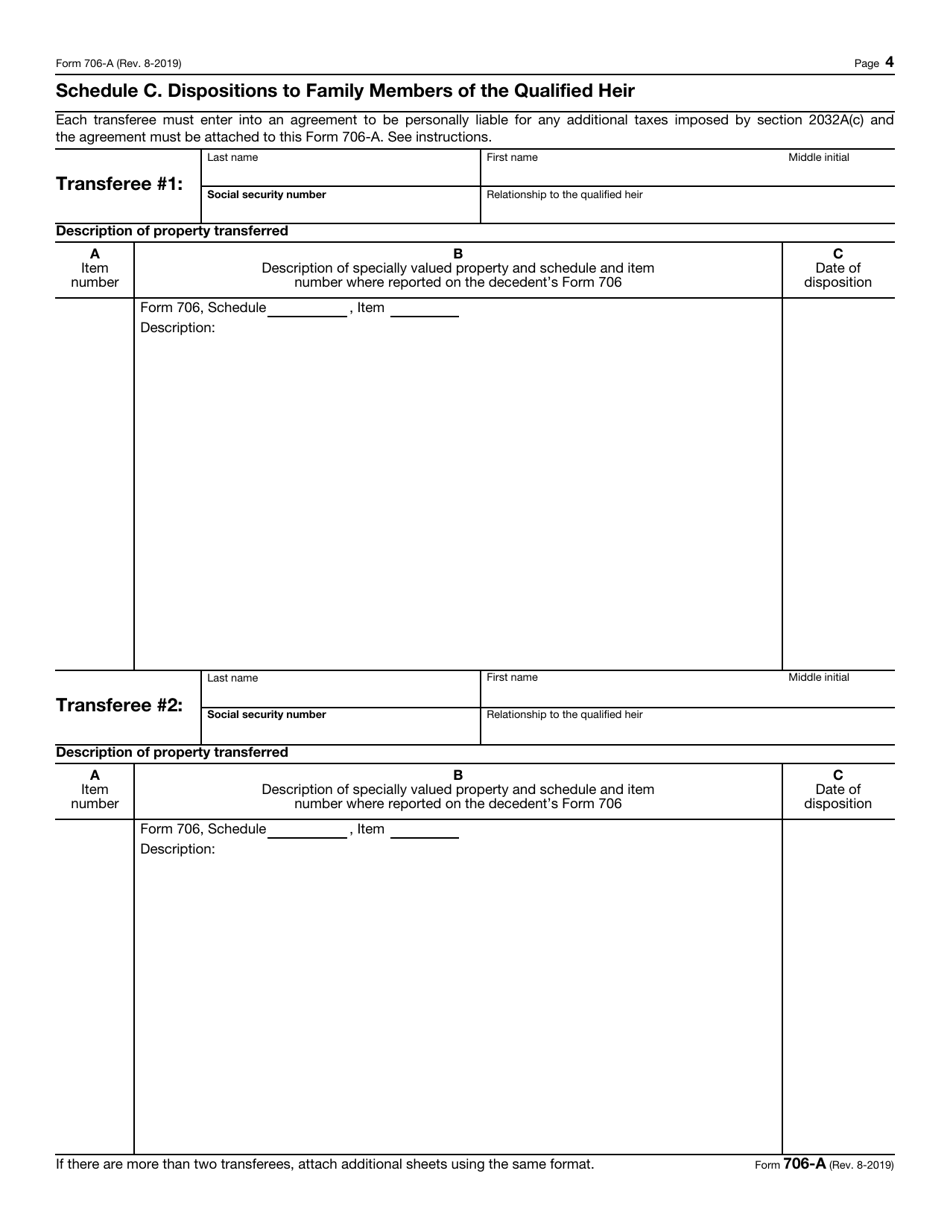 IRS Form 706-A United States Additional Estate Tax Return, Page 4