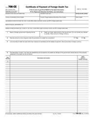 Document preview: IRS Form 706-CE Certificate of Payment of Foreign Death Tax