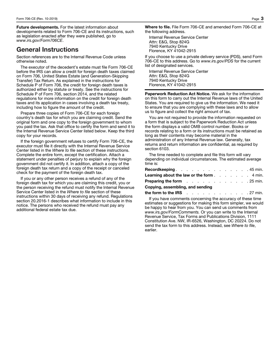IRS Form 706-CE Certificate of Payment of Foreign Death Tax, Page 3