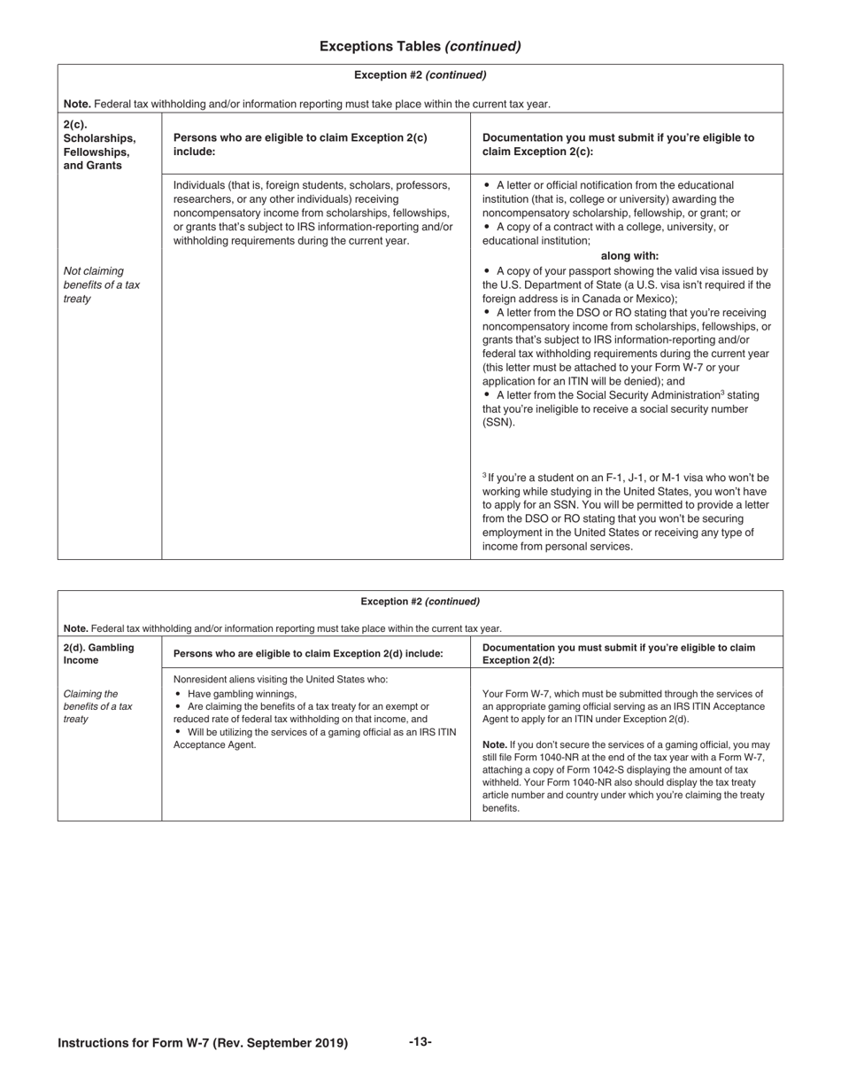 Instructions for IRS Form W-7 Application for IRS Individual Taxpayer Identification Number, Page 13