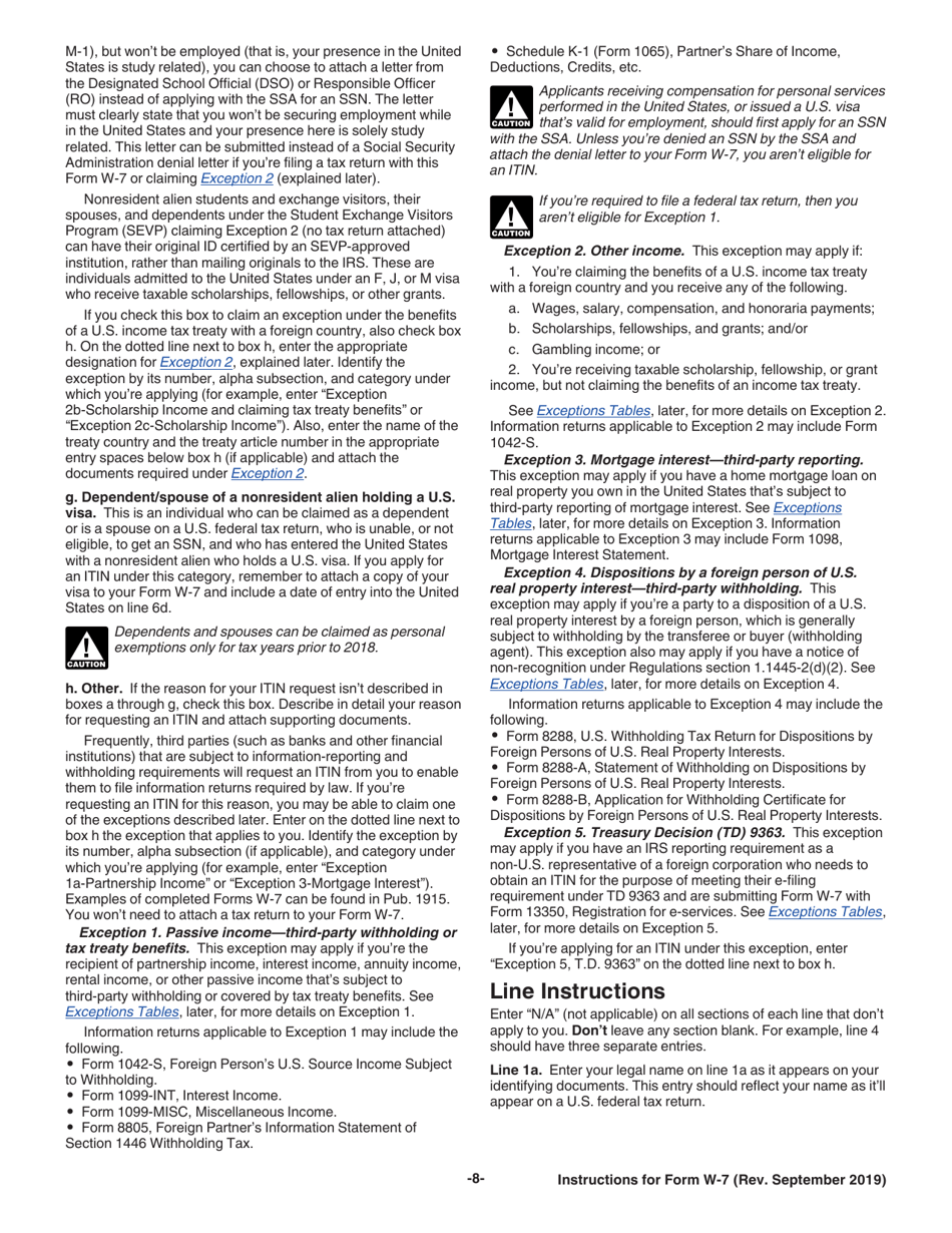 Instructions for IRS Form W-7 Application for IRS Individual Taxpayer Identification Number, Page 8