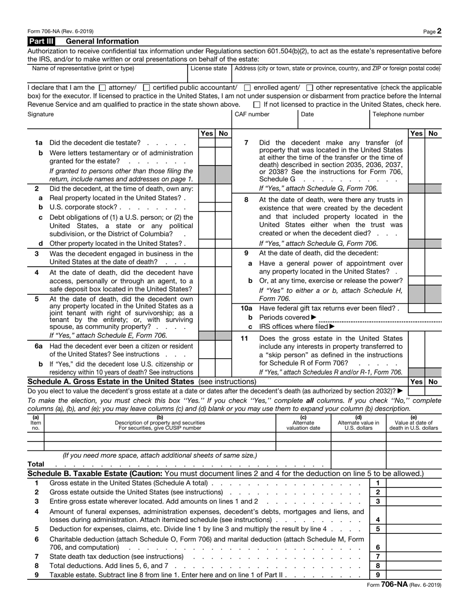 IRS Form 706-NA - Fill Out, Sign Online and Download Fillable PDF ...