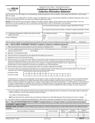 IRS Form 433-H Installment Agreement Request and Collection Information Statement