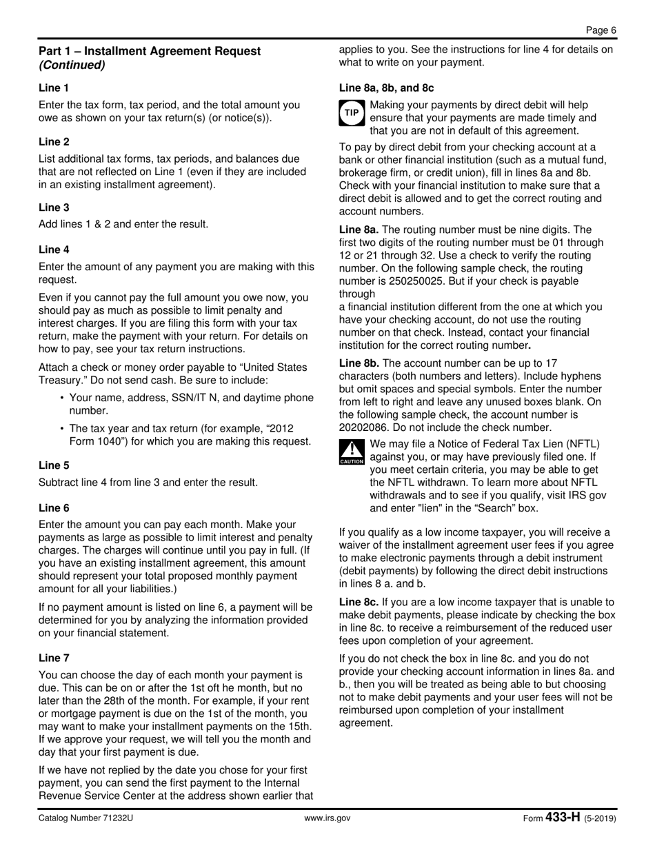 IRS Form 433-H Installment Agreement Request and Collection Information Statement, Page 6