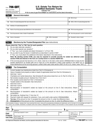 Document preview: IRS Form 706-QDT U.S. Estate Tax Return for Qualified Domestic Trusts