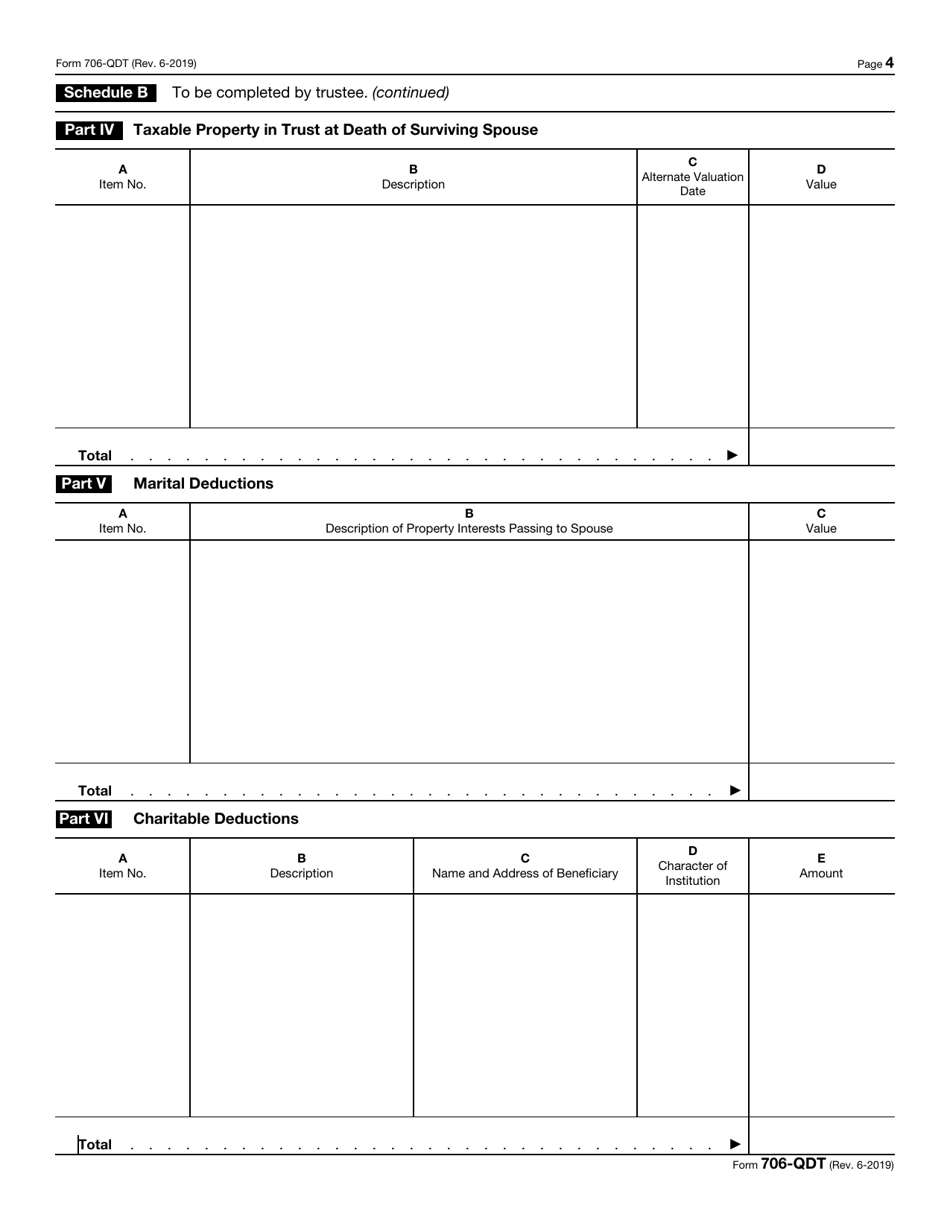 IRS Form 706-QDT U.S. Estate Tax Return for Qualified Domestic Trusts, Page 4