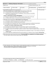 IRS Form 911 Request for Taxpayer Advocate Service Assistance (And Application for Taxpayer Assistance Order), Page 2