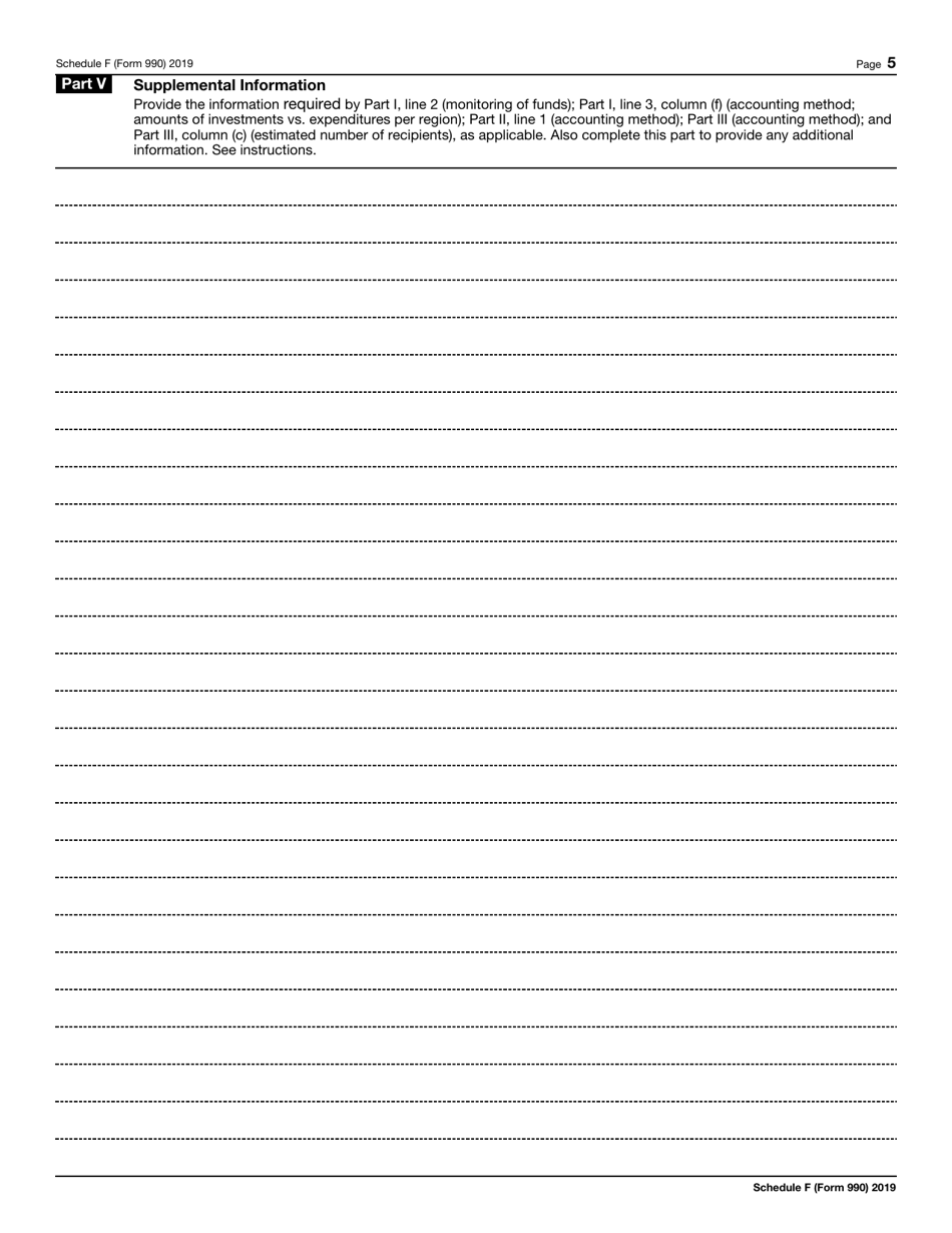 IRS Form 990 Schedule F Statement of Activities Outside the United States, Page 5