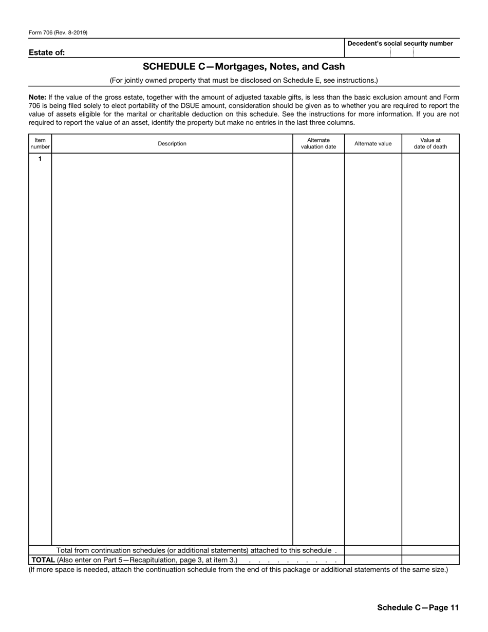IRS Form 706 United States Estate (And Generation-Skipping Transfer) Tax Return, Page 11