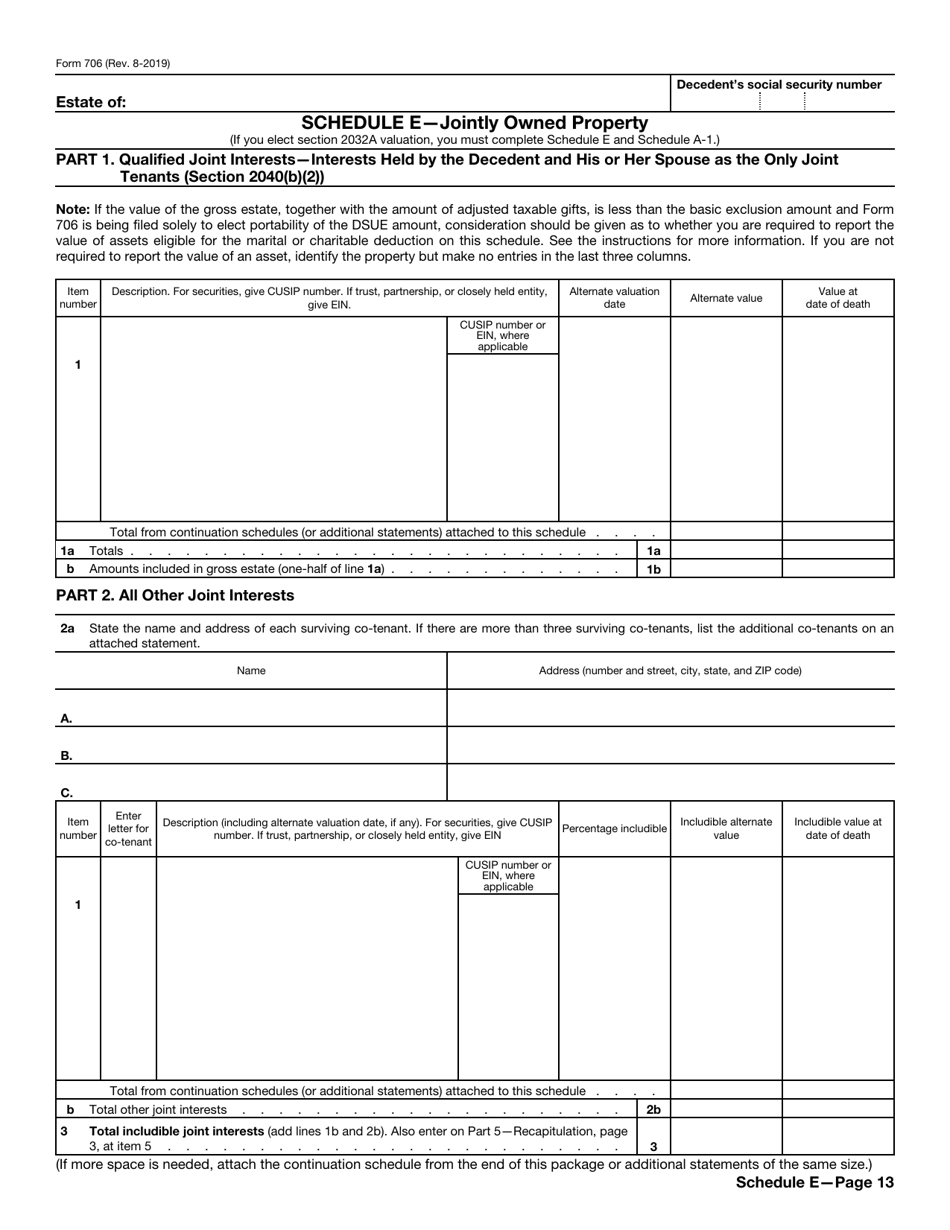 IRS Form 706 Download Fillable PDF or Fill Online United States Estate ...