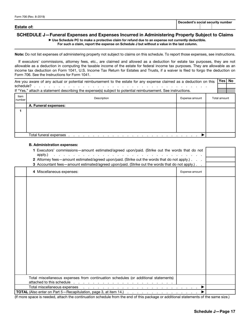 IRS Form 706 Download Fillable PDF or Fill Online United States Estate ...