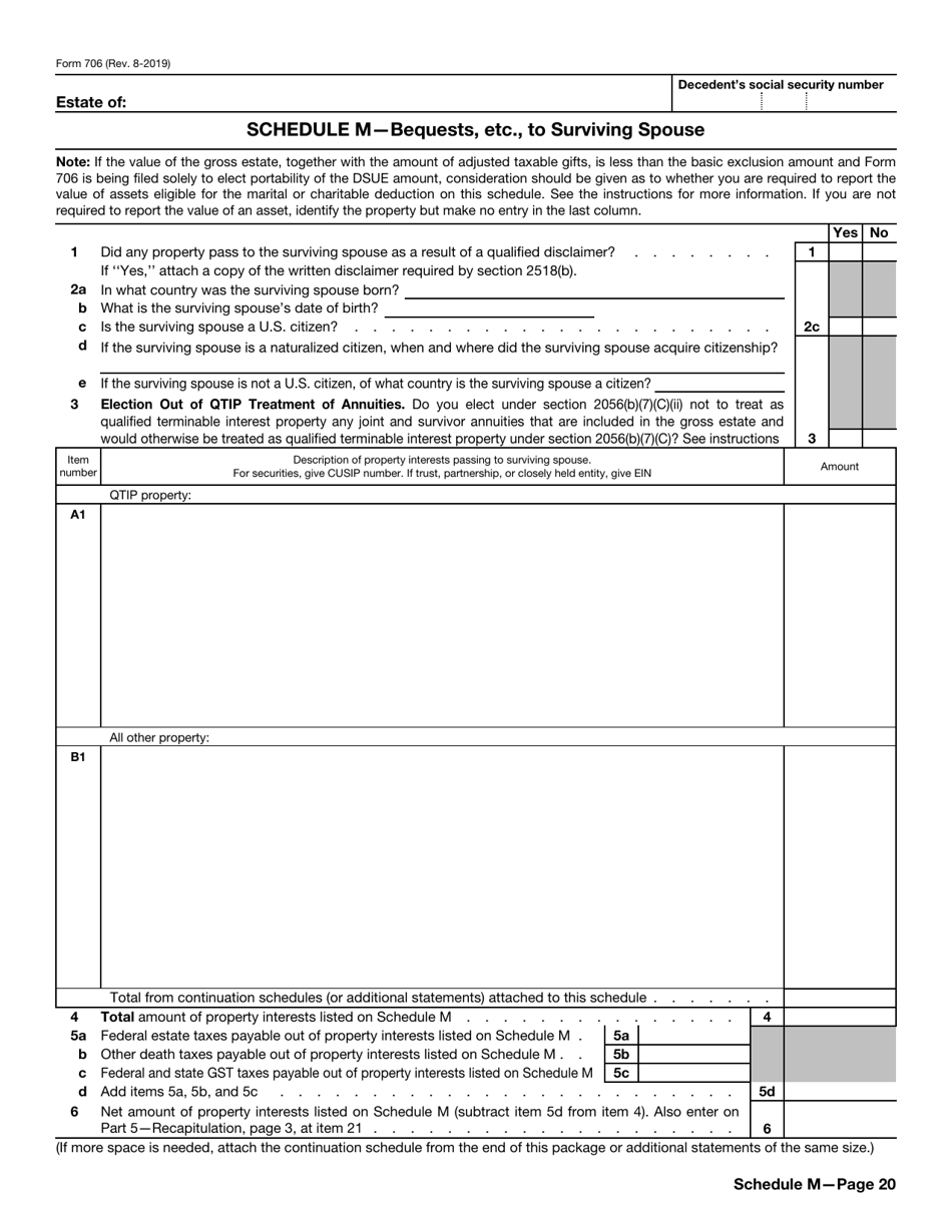 IRS Form 706 Download Fillable PDF or Fill Online United States Estate ...