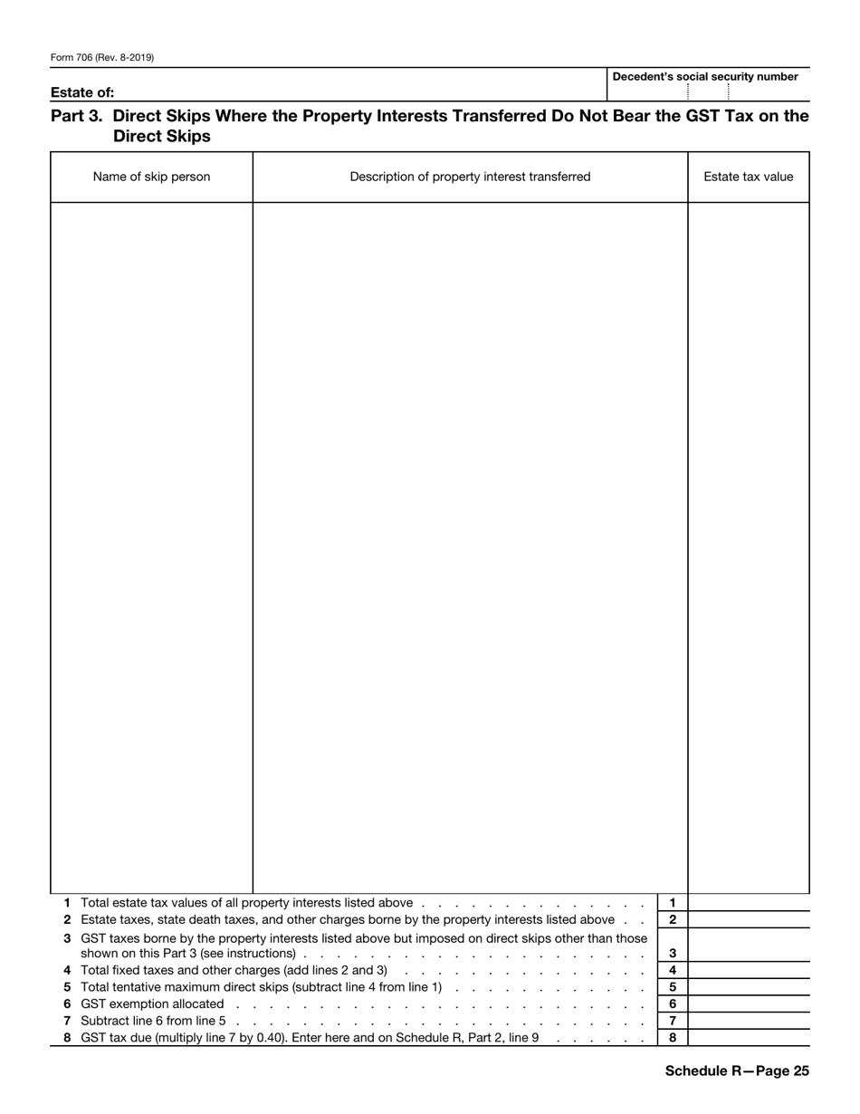 IRS Form 706 Download Fillable PDF or Fill Online United States Estate ...