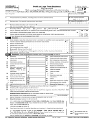 Irs Form 1040 1040 Sr Schedule C Download Fillable Pdf Or Fill Online Profit Or Loss From Business Sole Proprietorship 19 Templateroller