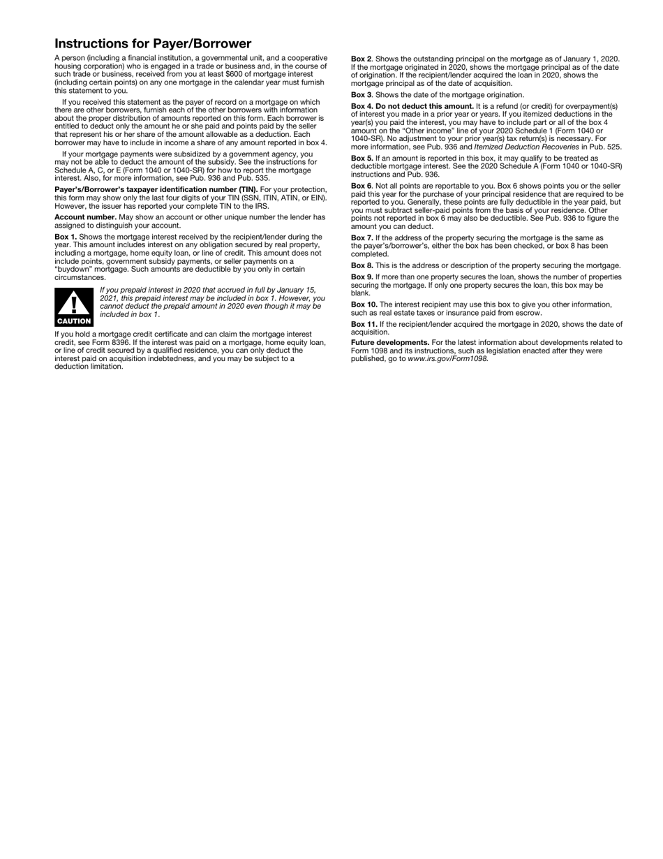 IRS Form 1098 Mortgage Interest Statement, Page 4