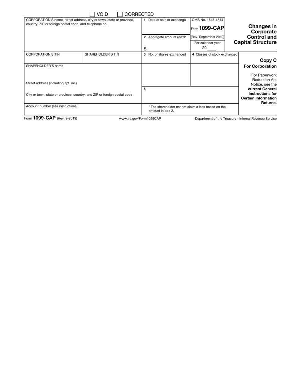 IRS Form 1099-CAP Download Fillable PDF or Fill Online Changes in ...