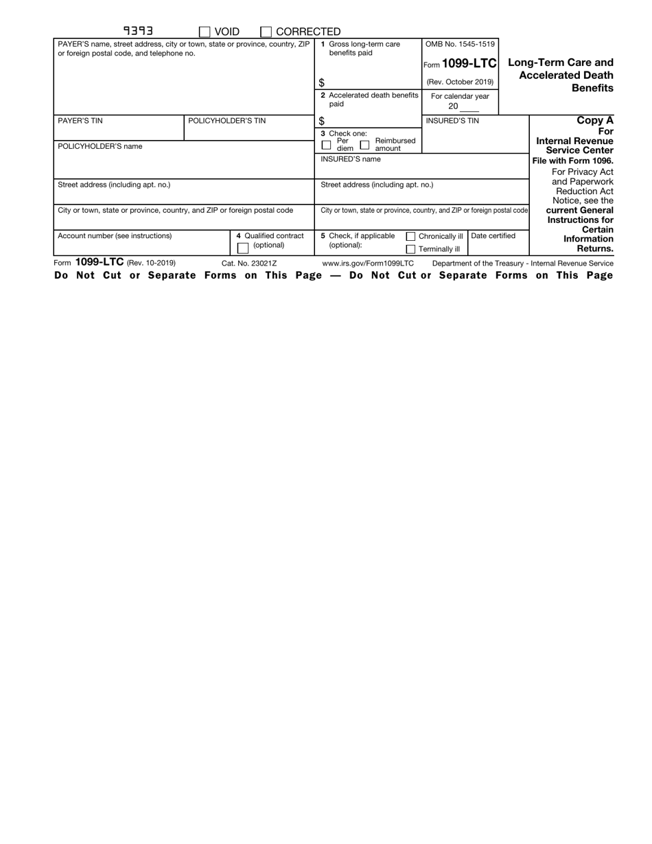 IRS Form 1099-LTC Long Term Care and Accelerated Death Benefits, Page 1