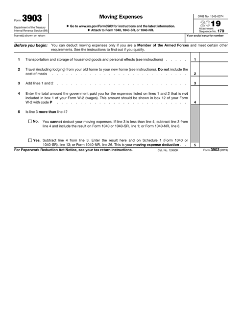IRS Form 3903 2019 Printable Pdf
