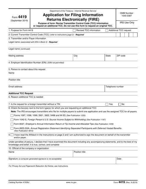IRS Form 4419  Printable Pdf