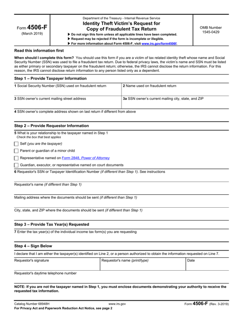 IRS Form 4506-F  Printable Pdf