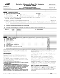 Document preview: IRS Form 4563 Exclusion of Income for Bona Fide Residents of American Samoa