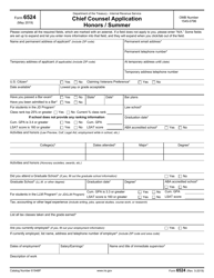 IRS Form 6524 Chief Counsel Application Honors/Summer