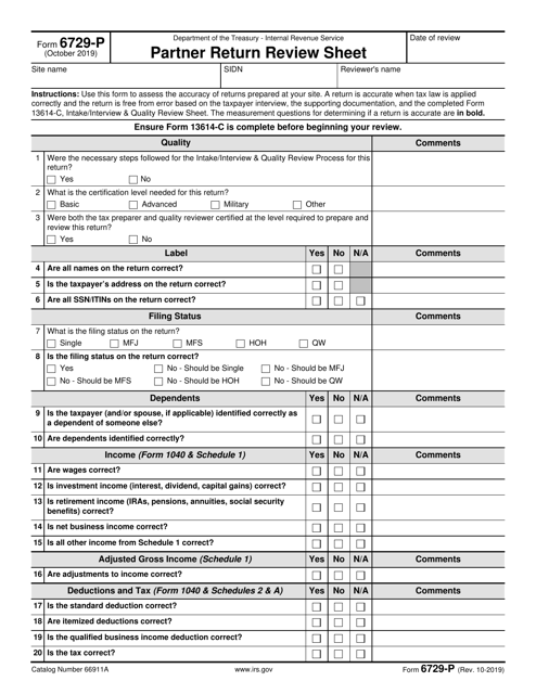IRS Form 6729-P  Printable Pdf