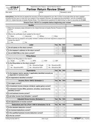 IRS Form 6729-P Partner Return Review Sheet