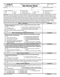 IRS Form 6729-D Site Review Sheet