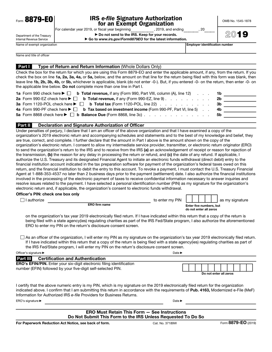 IRS Form 8879-EO Download Fillable PDF or Fill Online IRS E-File ...