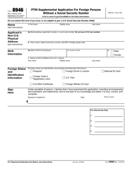 IRS Form 8946 Ptin Supplemental Application for Foreign Persons Without a Social Security Number