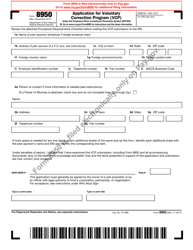 Document preview: IRS Form 8950 Application for Voluntary Correction Program (Vcp)