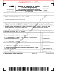 Document preview: IRS Form 8951 User Fee for Application for Voluntary Correction Program (Vcp)