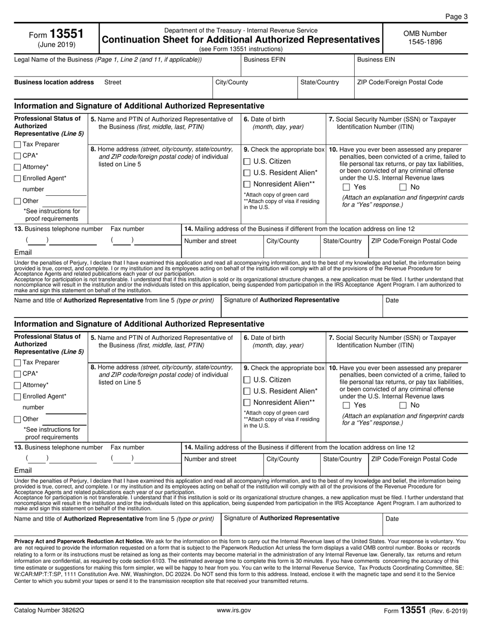 IRS Form 13551 - Fill Out, Sign Online and Download Fillable PDF ...