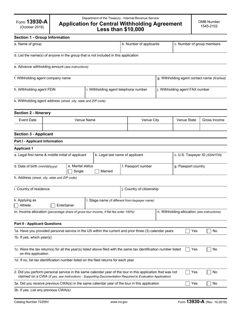 IRS Form 13930-A  Printable Pdf
