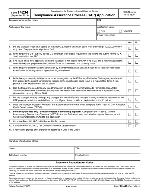 IRS Form 14234  Printable Pdf