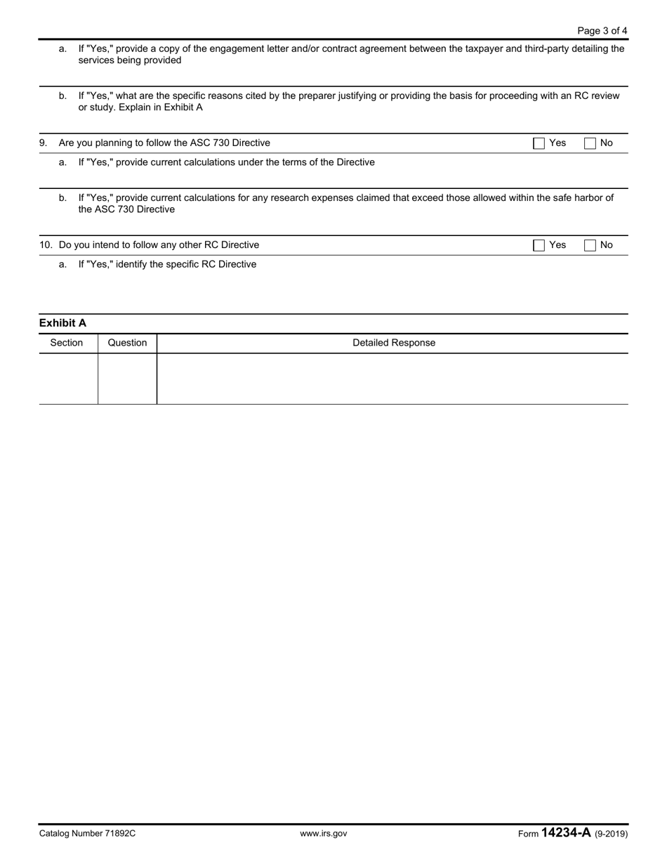 IRS Form 14234-A Compliance Assurance Process (CAP) Research Credit Questionnaire (Crcq), Page 3