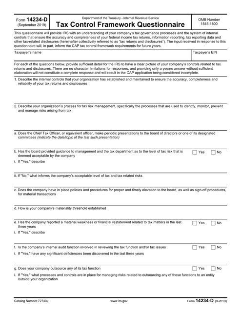 IRS Form 14234-D  Printable Pdf