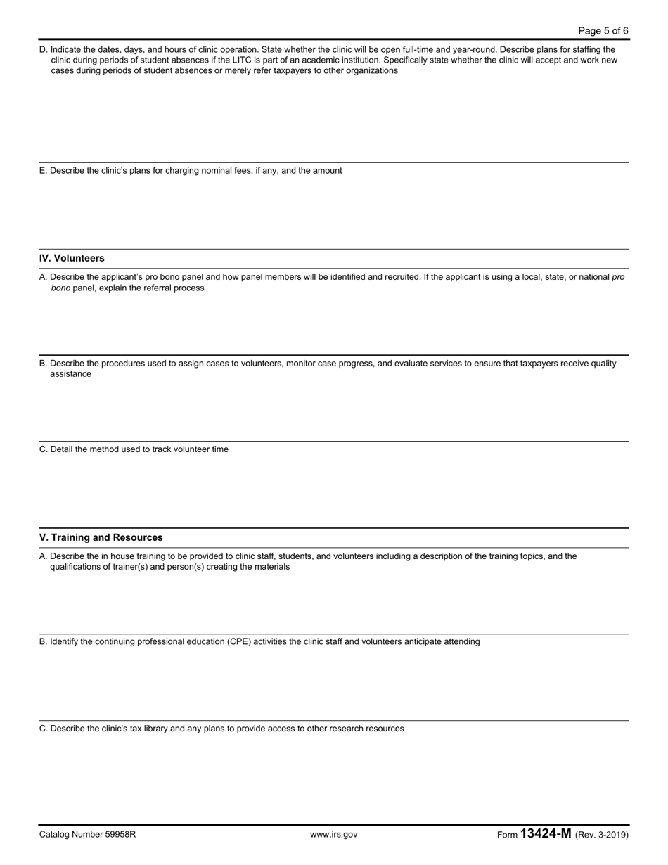 IRS Form 13424-M Low Income Taxpayer Clinic (Litc) Application Narrative, Page 5