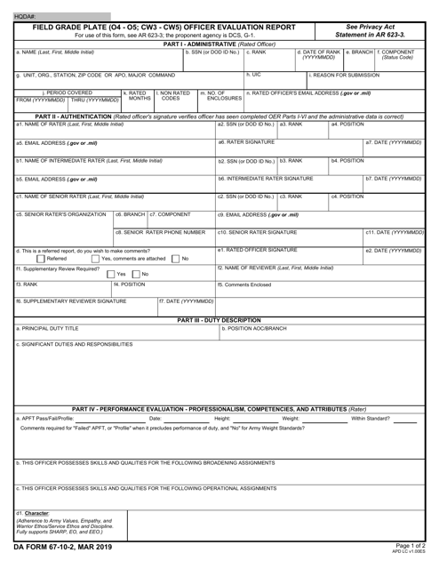 DA Form 67-10-2 Field Grade Plate (O4 - O5; Cw3 - Cw5) Officer Evaluation Report