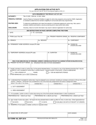 DA Form 160 Application for Active Duty