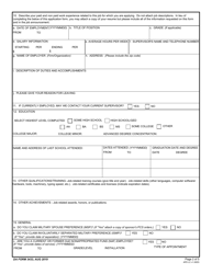 DA Form 3433 Application for Nonappropriated Fund Employment, Page 2