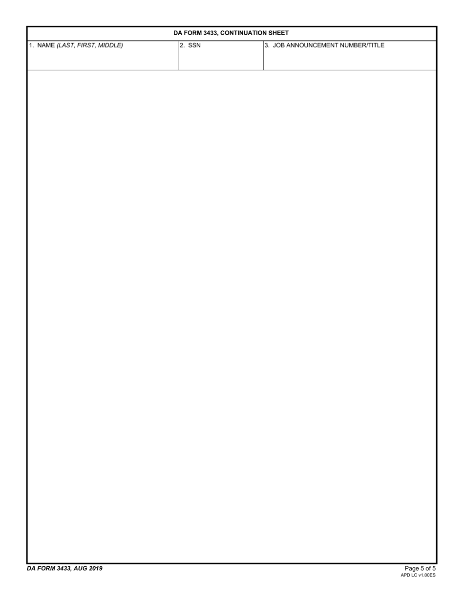 DA Form 3433 Application for Nonappropriated Fund Employment, Page 5