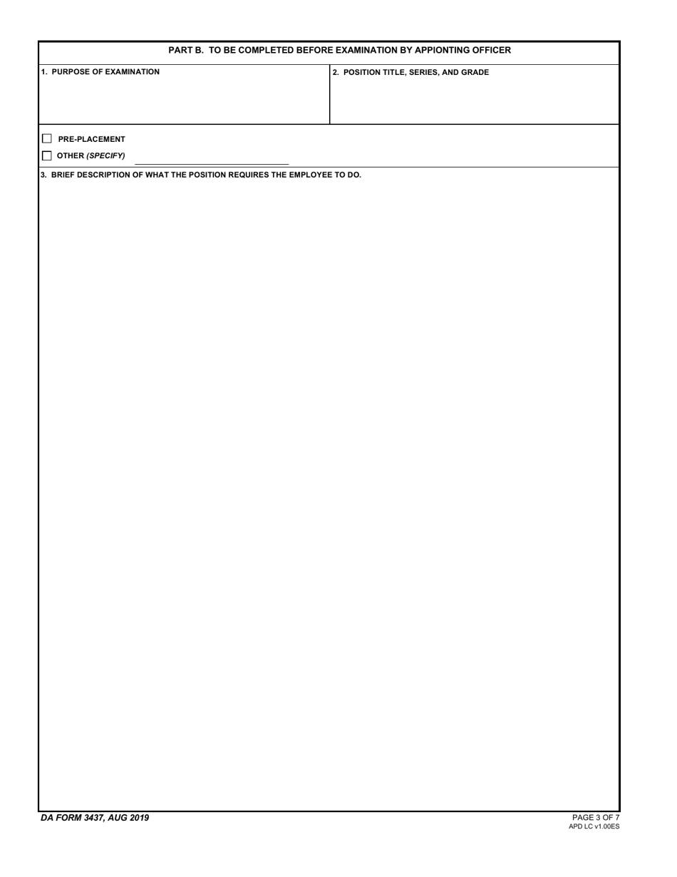 DA Form 3437 Department of the Army Nonappropriated Funds Certificate of Medical Examination, Page 3
